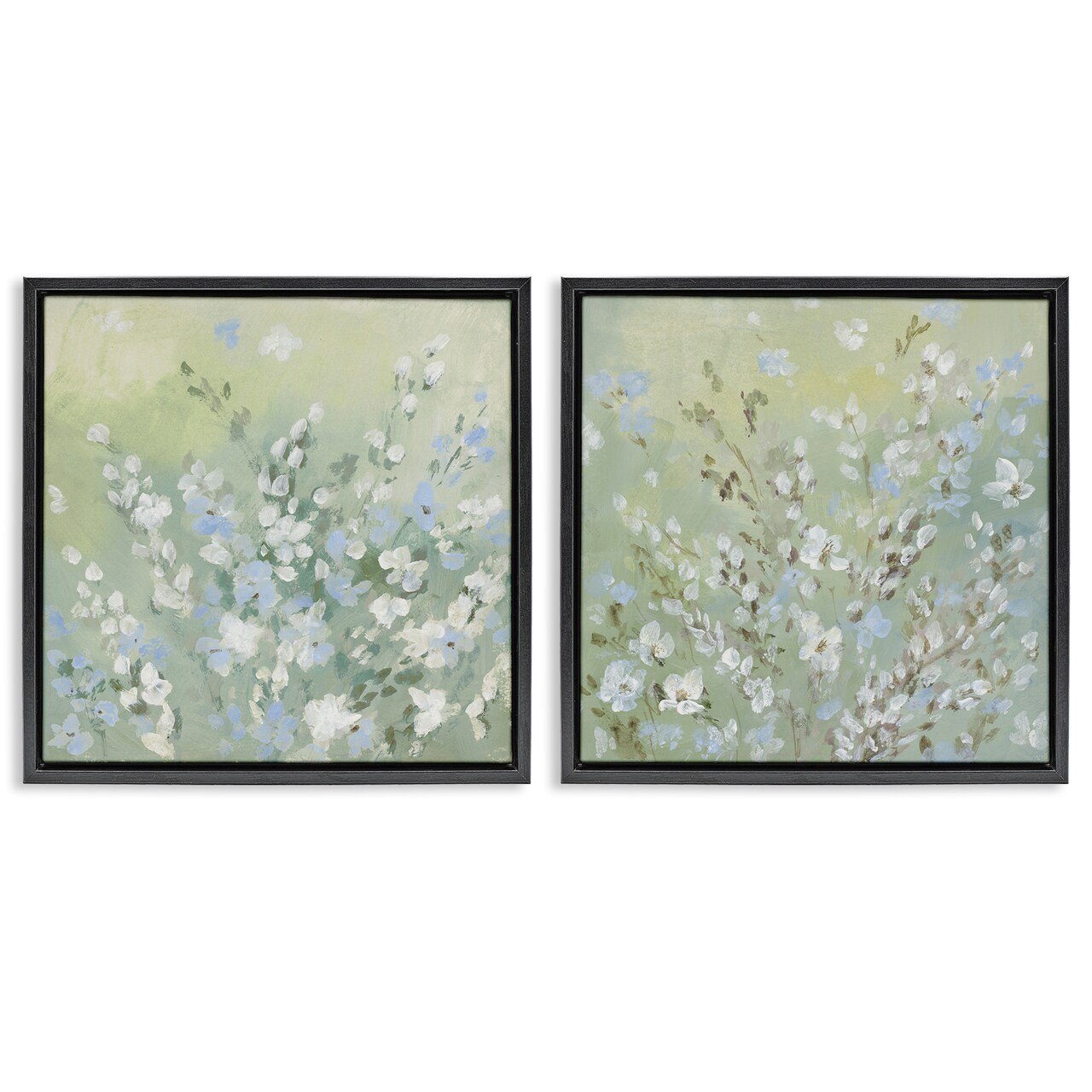 Stupell Industries Wispy Willows Blooms 2 pc Framed Floater Canvas Wall Art Set Design by Lanie Loreth